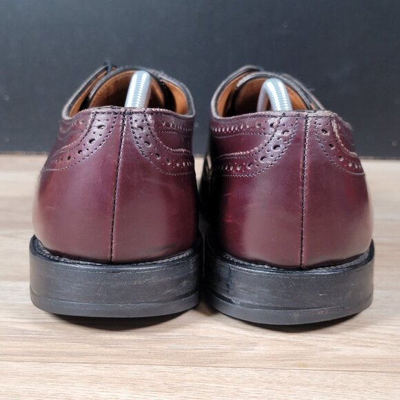 Allen Edmonds Sanford Derby Shoes Mens Sz 11.5 D Burgundy Cap Toe Leather Brogue - Picture 4 of 10